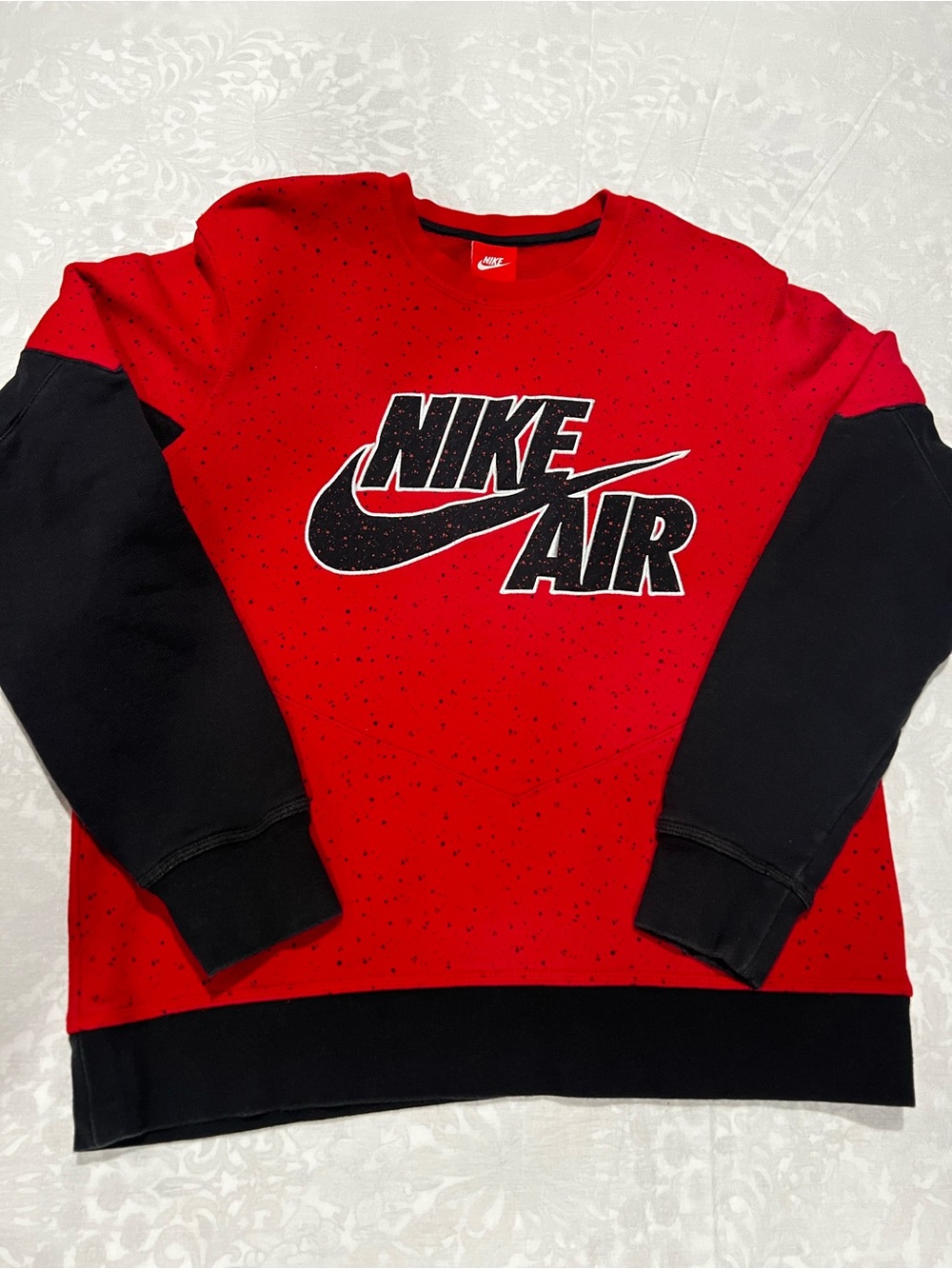 Nike Red and Black Crewneck Sweatshirt with Nike Air Logo